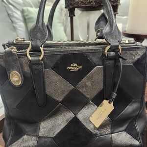 Coach Exquisite Black and Gray Women's Bag With Gold Hardware-Stunning Bag